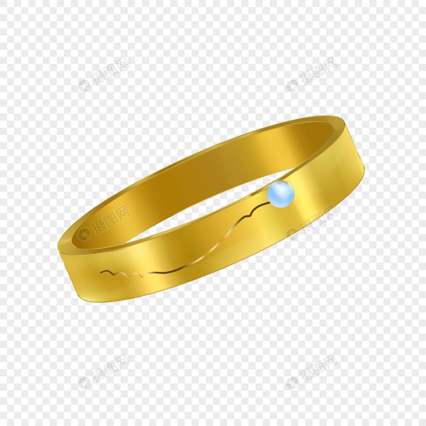 圆形钻石装饰黄金婚礼戒指图片