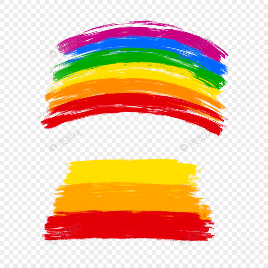 抽象彩虹颜料暖色笔刷图片