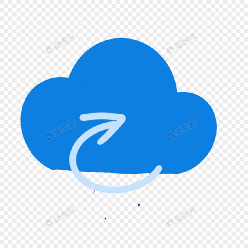 蓝色云朵和箭头可爱天气图标图片