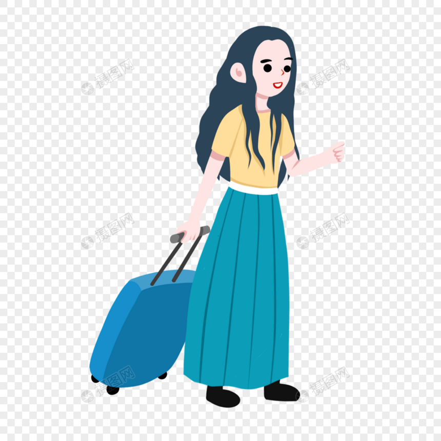 旅行卡通女孩图片