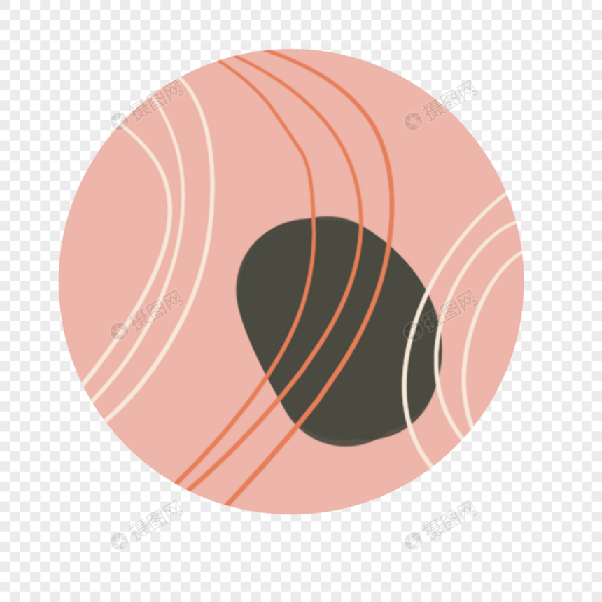 粉色圆球抽象彩色线条卡通图标图片