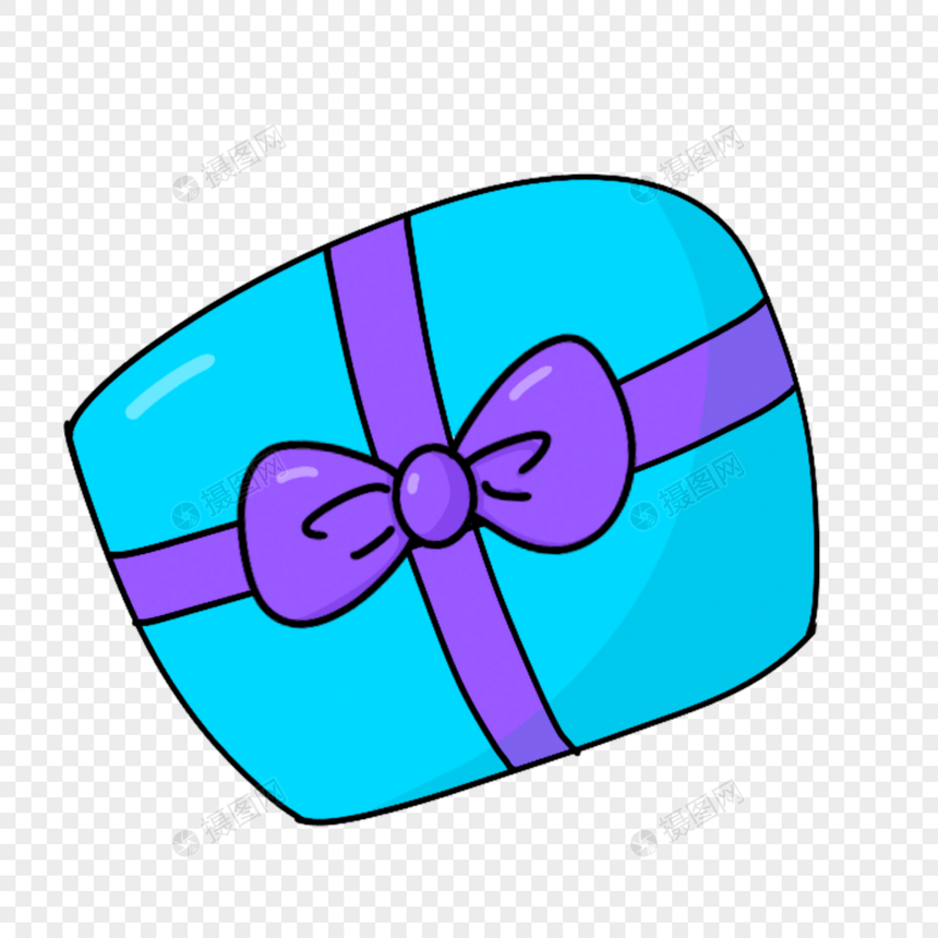 紫色蝴蝶结蓝色盒子卡通生日剪贴画图片