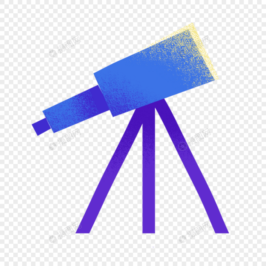 蓝色望远镜卡通科学器材图片