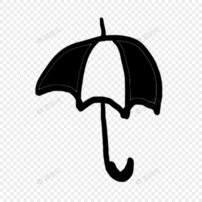 手绘雨伞创意黑白单色涂鸦图片
