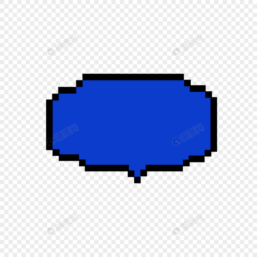 明亮蓝色黑色边框像素艺术文本框对话框气泡图片