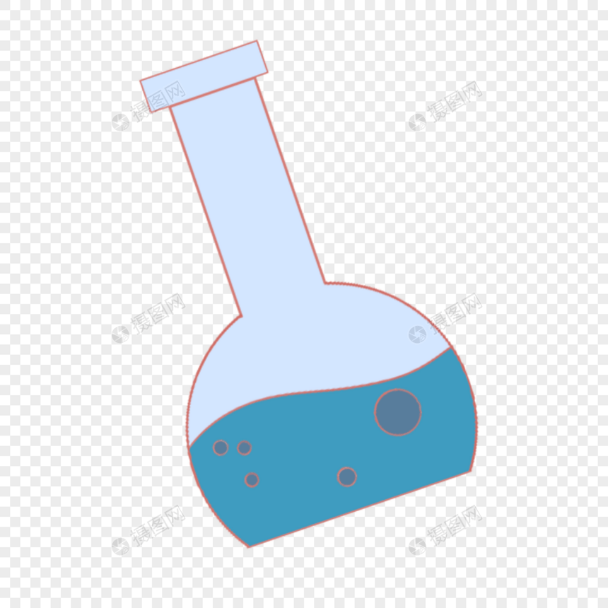 科学教育元素蓝色液体长脖烧杯图片