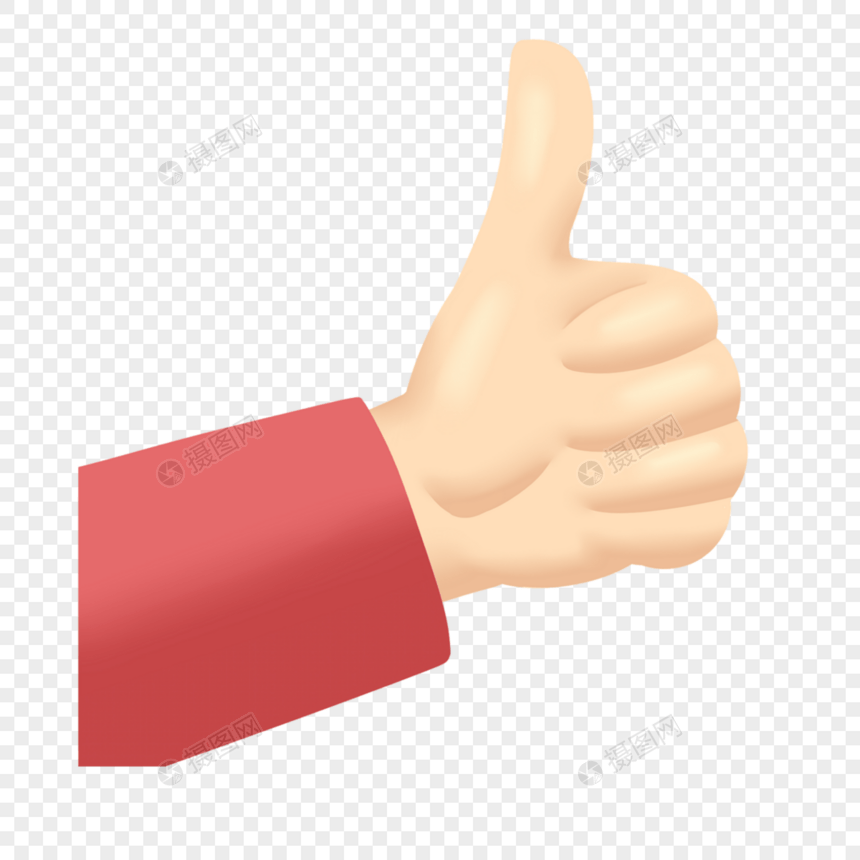 红色可爱大拇指社交点赞手势图片