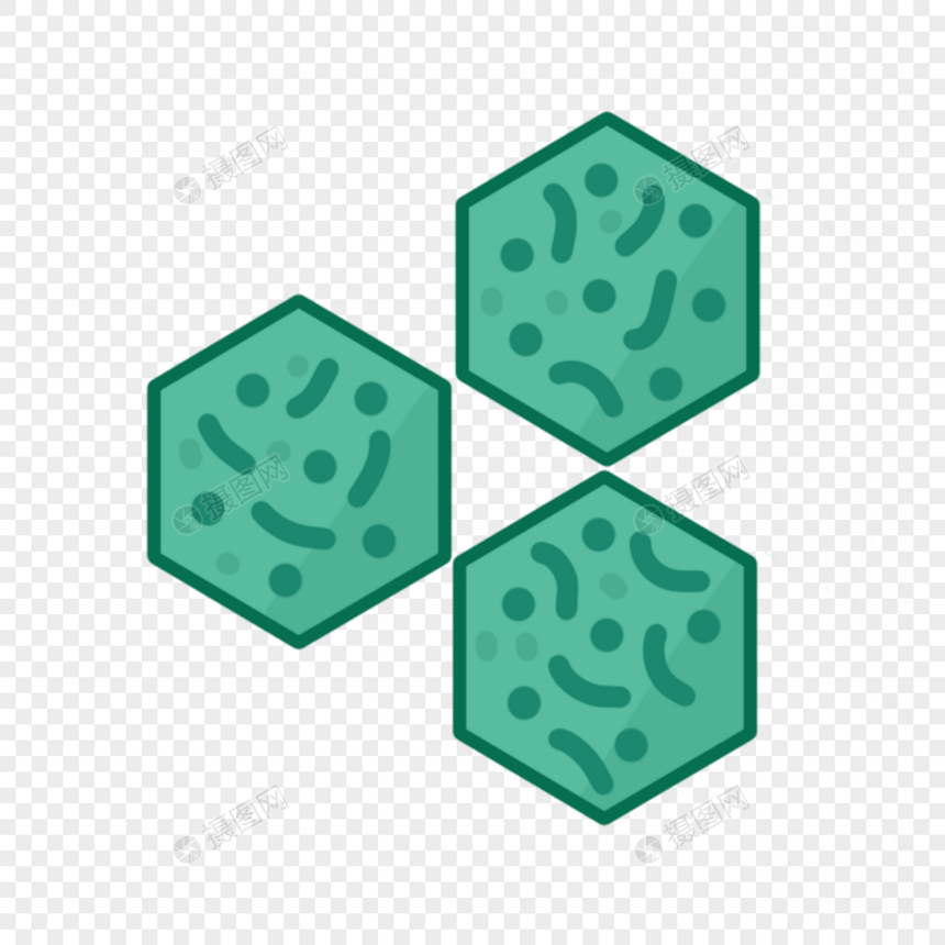 六边形简约形状卡通细菌图片