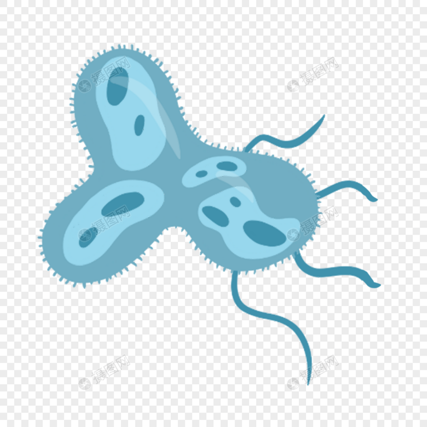 蓝色可爱简约形状卡通细菌图片