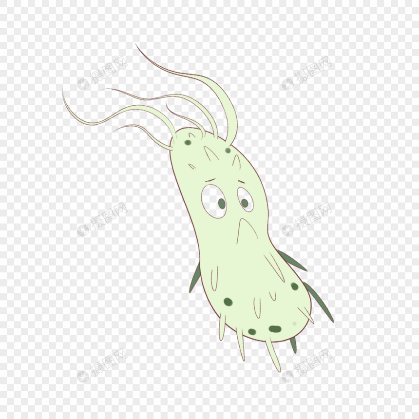 浅绿色卡通可爱细菌微生物图片