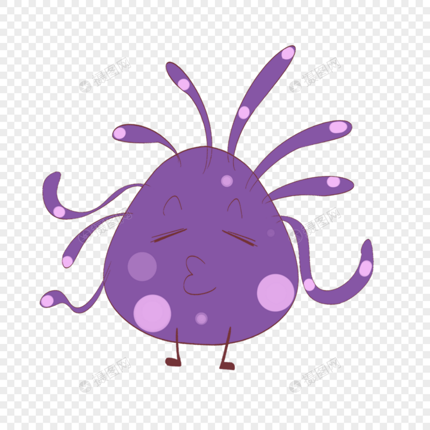 紫色卡通可爱表情细菌图片