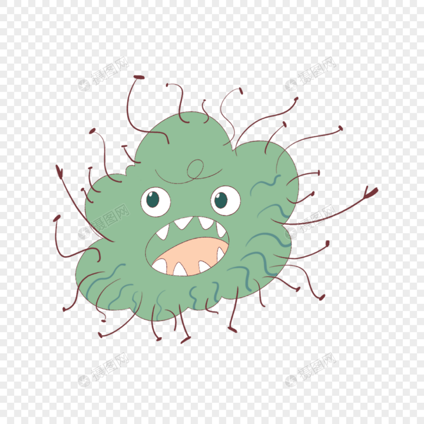 绿色卡通可爱表情细菌微生物图片