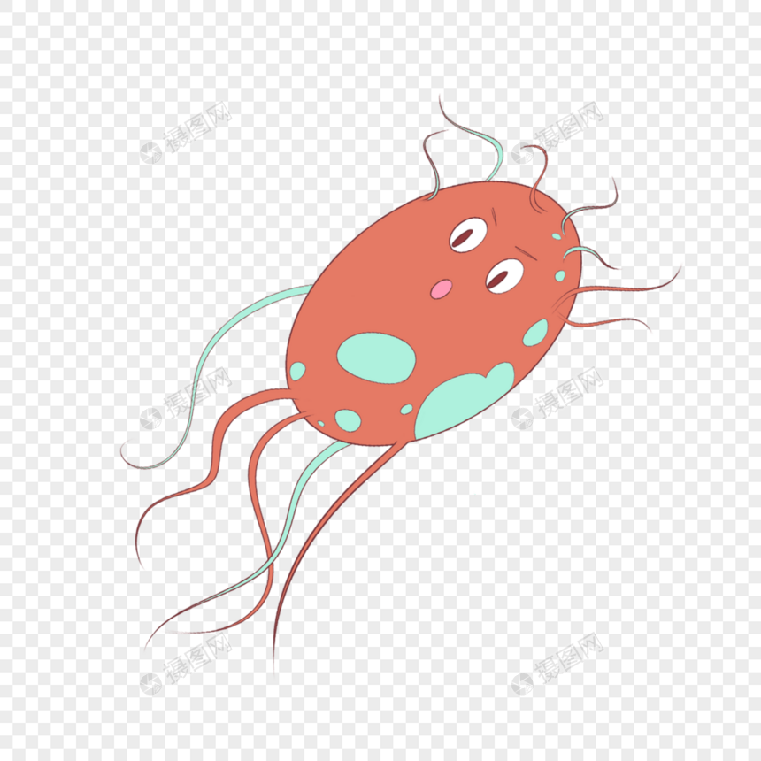 橙色青色卡通可爱微生物图片