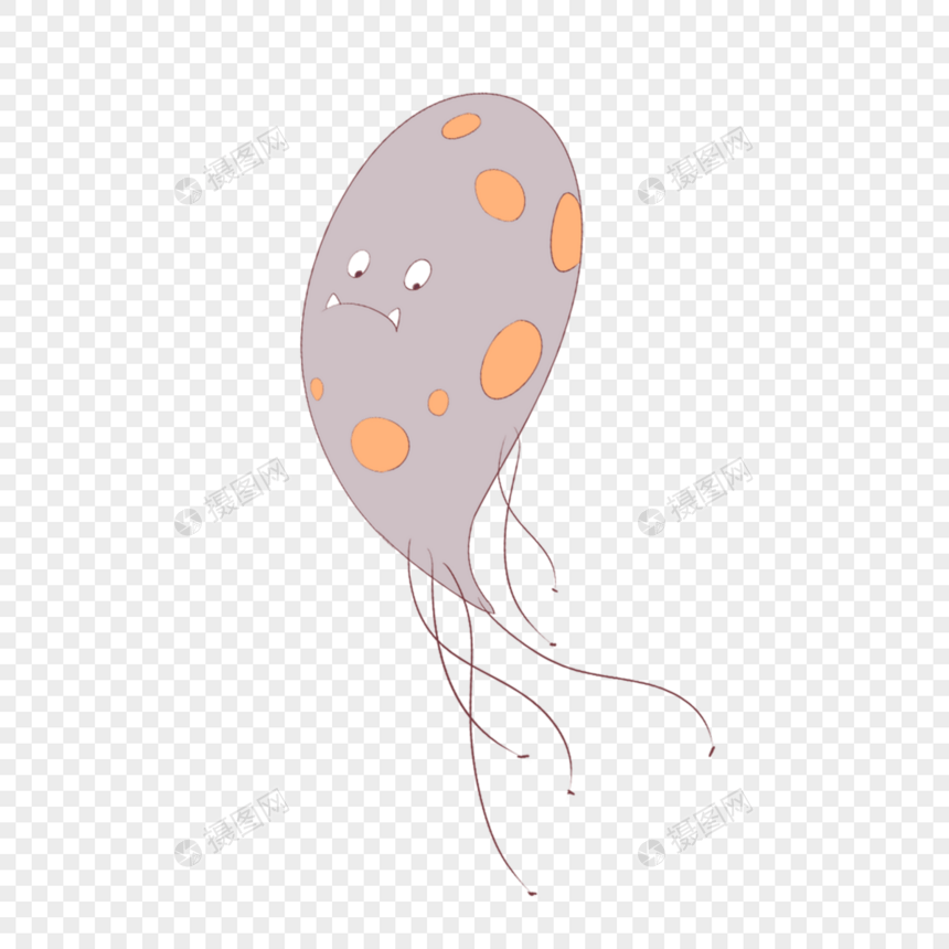 紫色橙色卡通可爱表情细菌微生物图片
