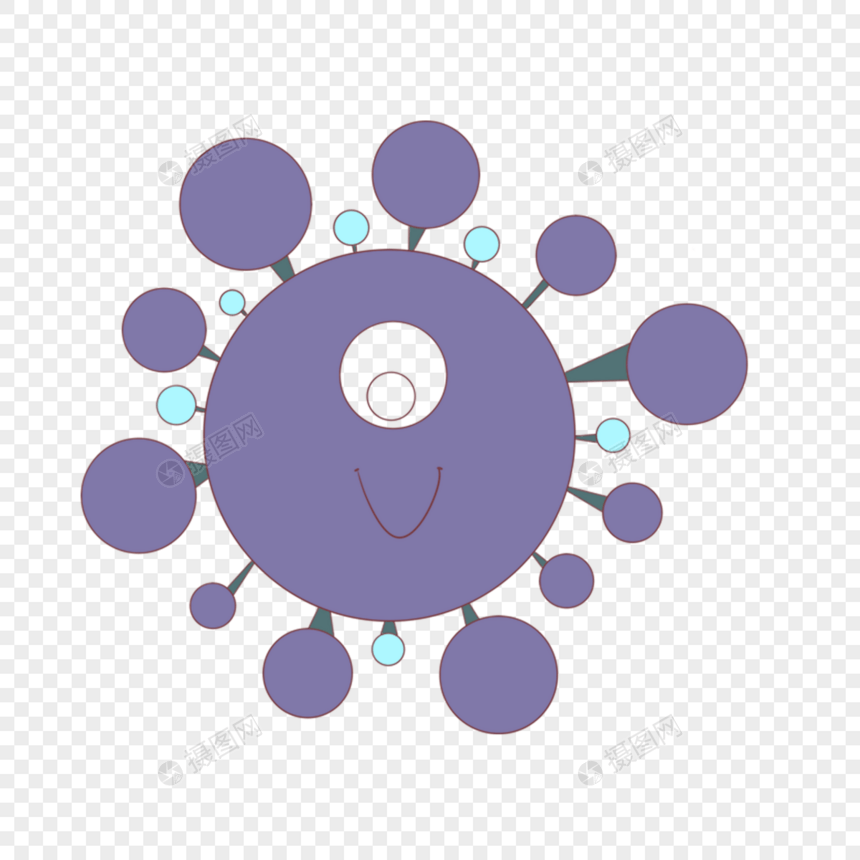 紫色卡通可爱表情细菌微生物图片