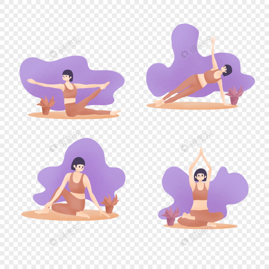 不同瑜伽人物运动动作图片
