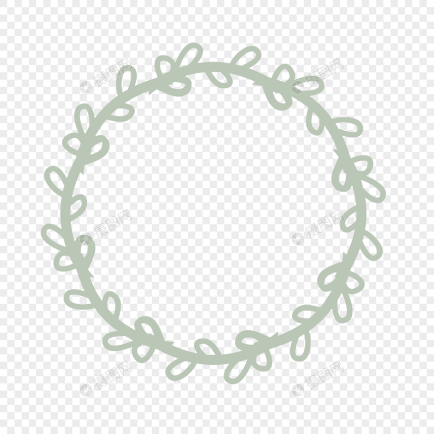 绿色线稿圆环剪贴画图片