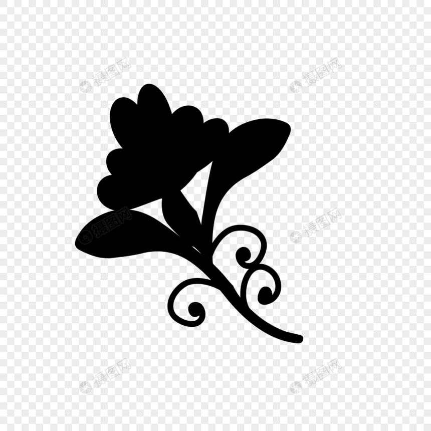 黑白涂鸦可爱花朵图片
