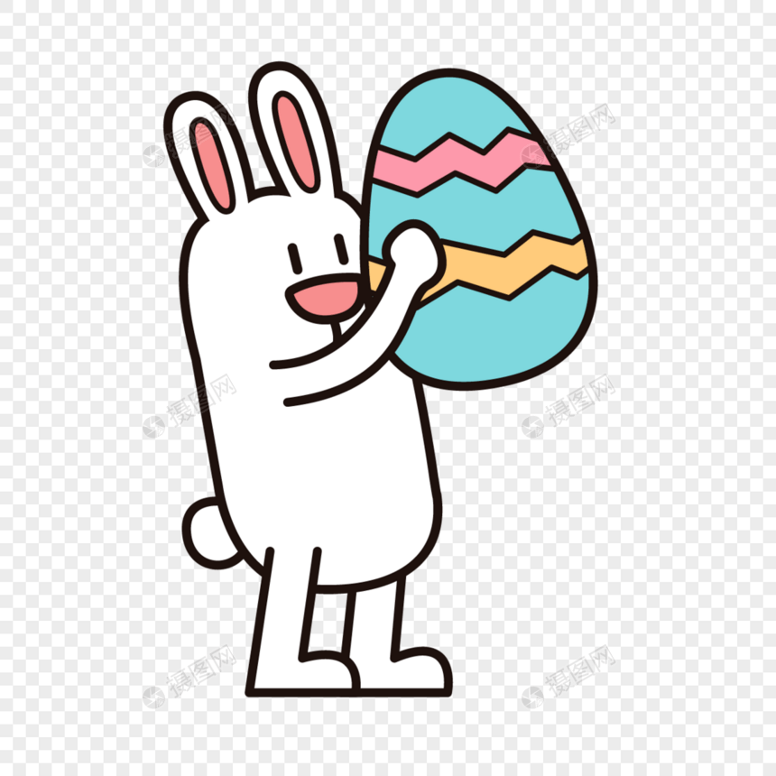 复活节抱着彩蛋的兔子图片