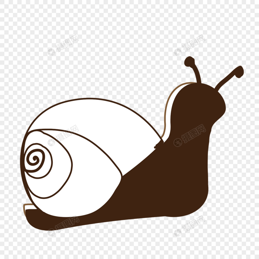 卡通手绘简单的熟褐色蜗牛图片