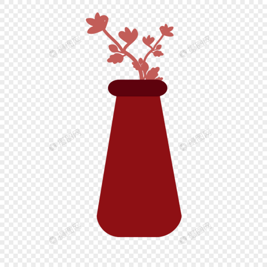 花瓶红色枫叶图片