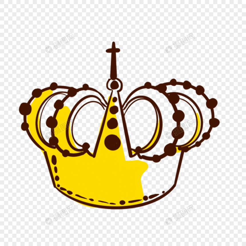 黄色黑色简单线稿皇冠图片