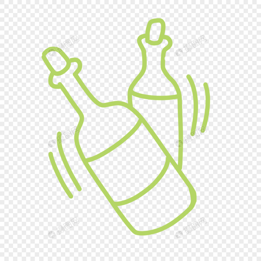 绿色酒瓶涂鸦图片