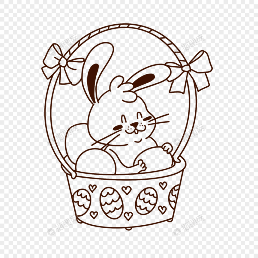 黑色简约可爱卡通彩蛋兔子图片