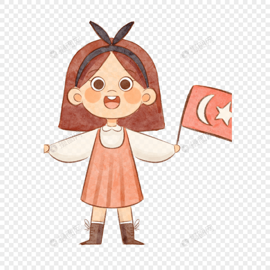 土耳其儿童节黑色头巾小女孩图片