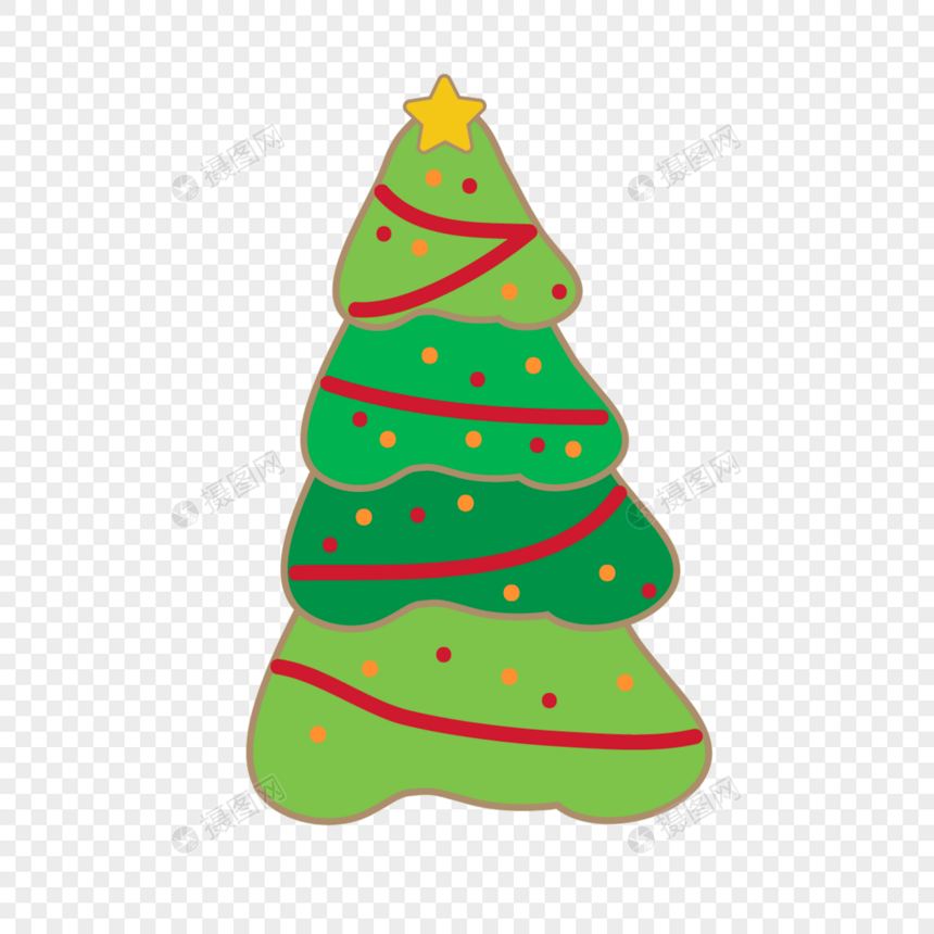 卡通绿色圣诞树装饰图形图片