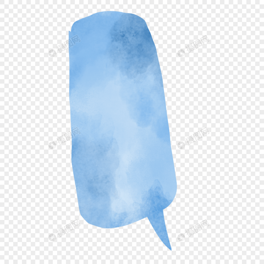 蓝色长条形状水彩气泡对话框图片
