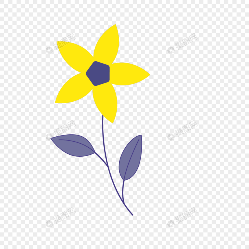 黄色五角可爱春天花朵图片