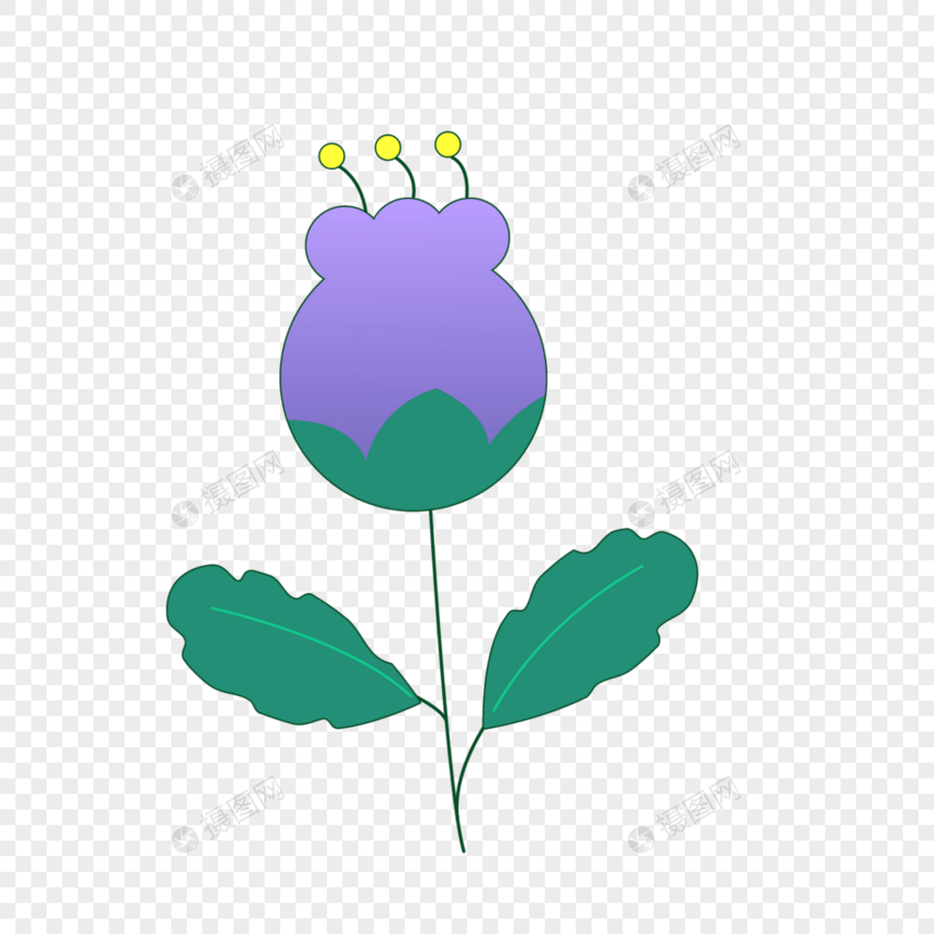 春天花朵紫色卡通花苞图片