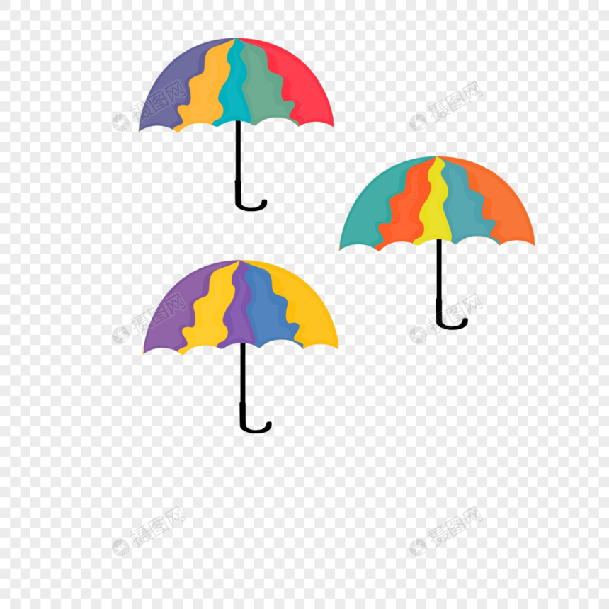 彩色雨伞矢量png图片