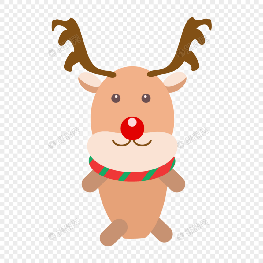 圣诞节戴围巾的可爱麋鹿图片