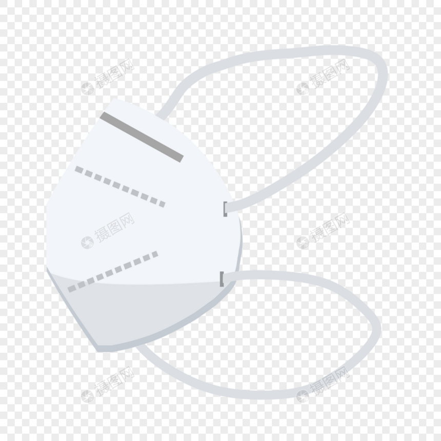 白色n95型医用防护口罩侧面图片