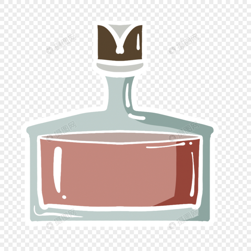 方形卡通玻璃棕色香水瓶图片