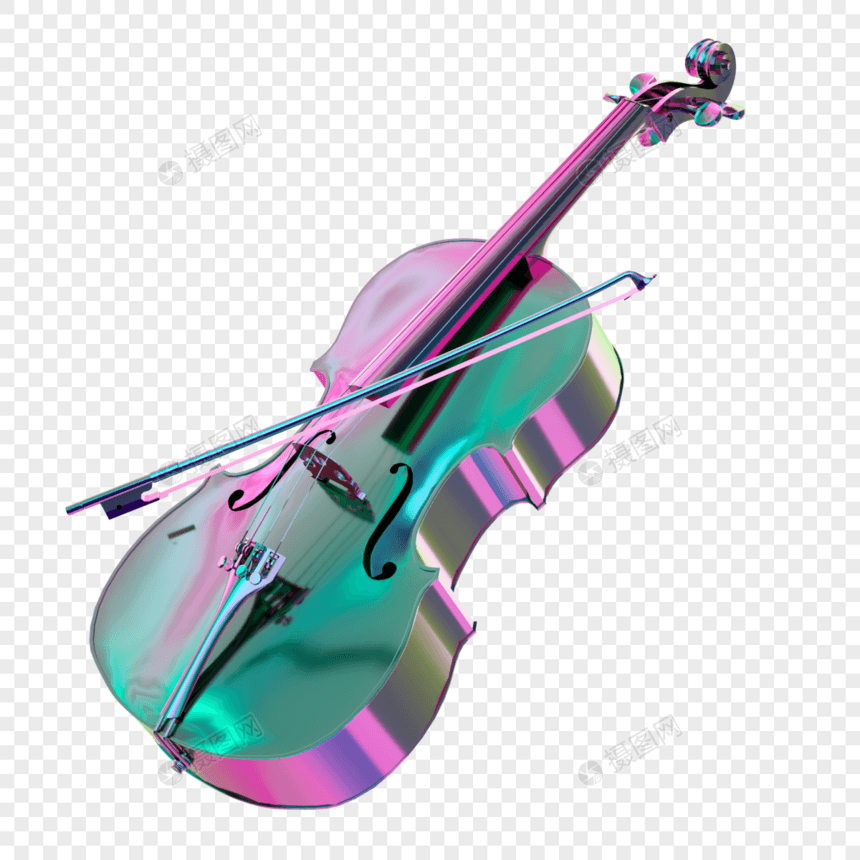 酸性蒸汽波电子乐器音乐小提琴模型免扣素材图片