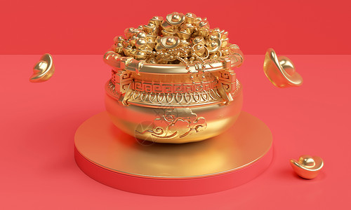 黄铜碗3D喜庆场景设计图片