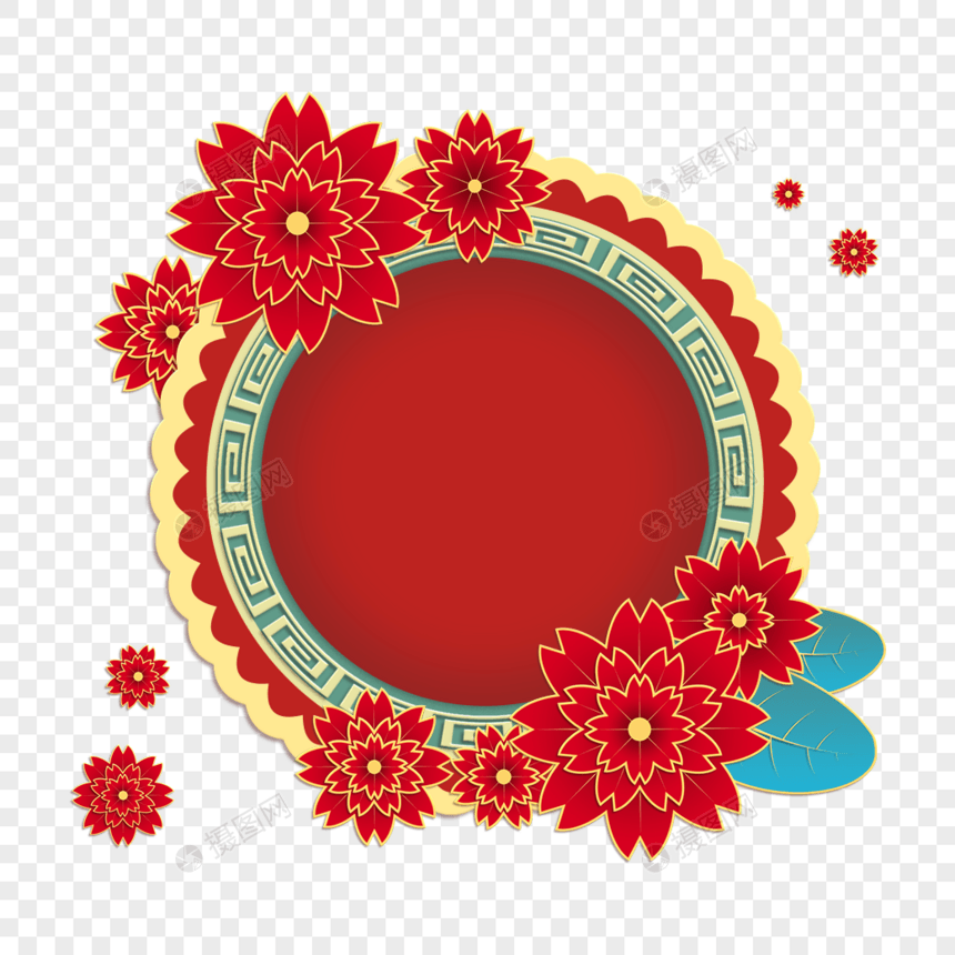 2022新春虎年春节除夕装饰免抠国风红色边框素材图片