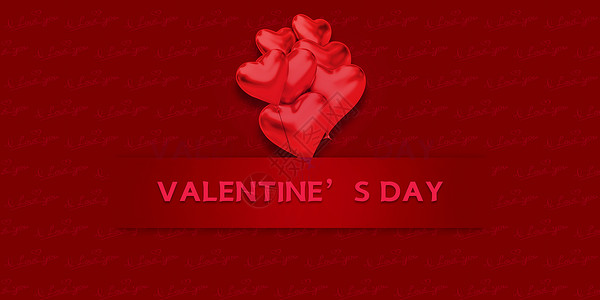 示爱红色爱心气球情人节背景设计图片