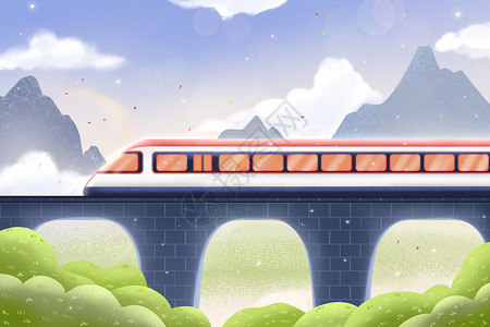 回家的列车行驶的高铁插画插画