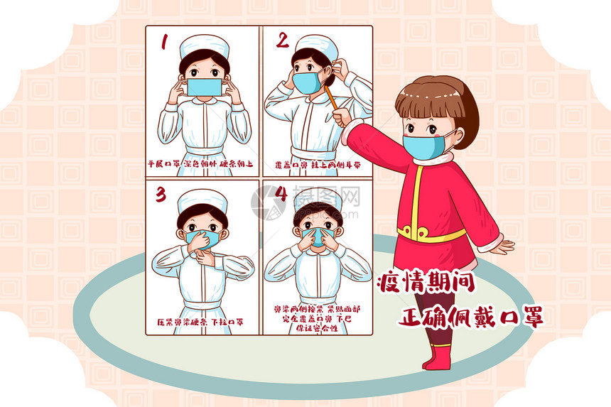 春节虎年过年2022年疫情期间防护护士叫你正确佩戴口罩图片