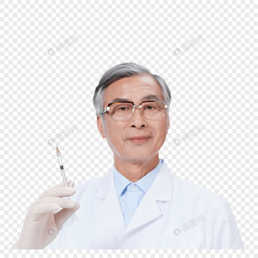 老年男性医师教授拿注射器图片