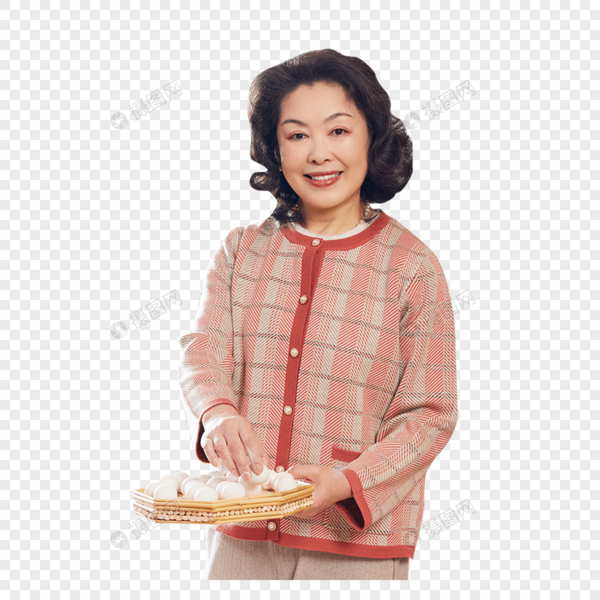 奶奶元宵节包汤圆形象图片