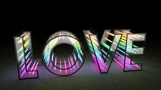 日光灯管彩色3D立体love文字设计图片