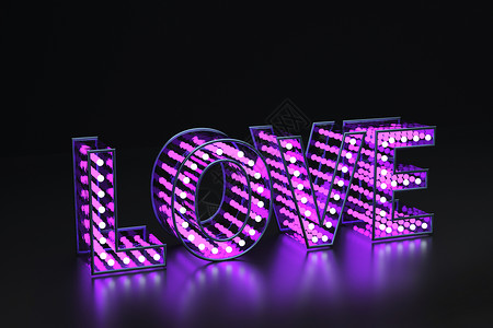 灯管标志霓虹立体love文字背景设计图片
