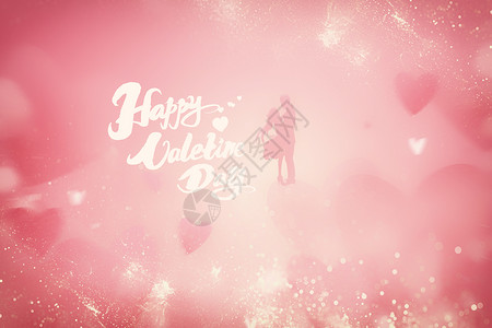 粉红爱心四叶草粉色唯美情人节背景设计图片
