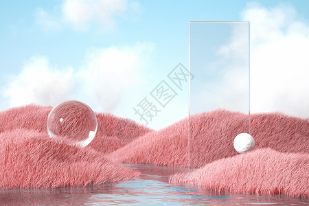 亚克力素材春季春天水草背景设计图片