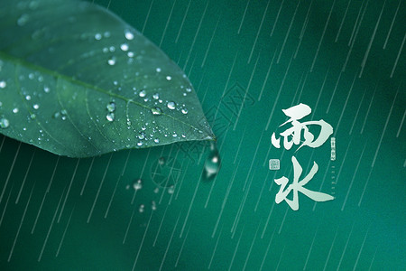 叶子雨滴简约雨水背景设计图片